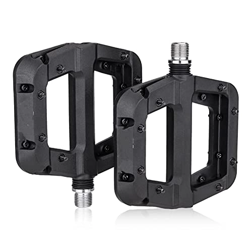 Mountain Bike Pedal : YMBHUO MTB Bike Pedal Nylon 2 Bearing Composite 9 / 16 Mountain Bike Pedals High-Strength Non-Slip Bicycle Pedals Surface for Road BMX MT (Color : BLACK)