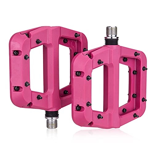 Mountain Bike Pedal : YMBHUO MTB Bike Pedal Nylon 2 Bearing Composite 9 / 16 Mountain Bike Pedals High-Strength Non-Slip Bicycle Pedals Surface for Road BMX MT (Color : Pink)