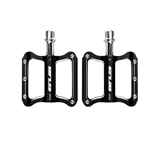 Mountain Bike Pedal : YNuo Bike Pedals, Universal Mountain Bicycle Pedals Platform Cycling Ultra Sealed Bearing Aluminum Alloy Flat Pedals 9 / 16"-Black, Red Bicycle accessories for a comfortable ride. (Color : Black)