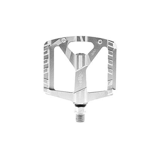 Mountain Bike Pedal : YNuo Mountain Bike Pedals, Ultra Strong Colorful CNC Machined 9 / 16" Cycling Sealed 3 Bearing Pedals, Bicycle accessories for a comfortable ride. (Color : Silver)
