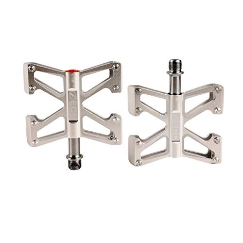 Mountain Bike Pedal : YNuo Mountain Bike Pedals, Ultra Strong Colorful CNC Machined 9 / 16" Cycling Sealed 3 Bearing Pedals Bicycle accessories for a comfortable ride. (Color : Silver)