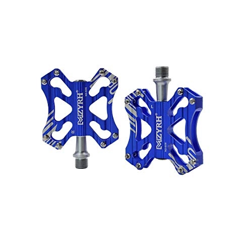 Mountain Bike Pedal : YNuo Mountain Bike Pedals, Ultra Strong Colorful CNC Machined 9 / 16" Cycling Sealed 3 Bearing Pedals, Simple Design, Multiple Colors Bicycle accessories for a comfortable ride. (Color : Blue)