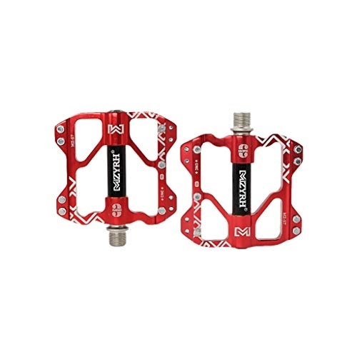 Mountain Bike Pedal : YOBAIH Mountain Bike Pedals 1 Pair Bike Pedals Mountain Road Bicycle Flat Platform MTB Cycling Aluminum Alloy (Color : Red)