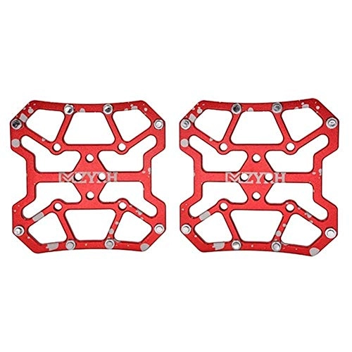 Mountain Bike Pedal : YOBAIH Mountain Bike Pedals 2pcs Bicycle Pedal Aluminum Alloy Flat Platform Adapter Conversion Universal Compatible MTB Road Bike Parts Accessories (Color : Red)