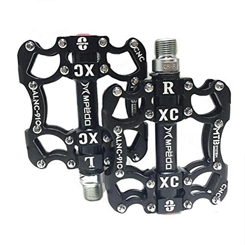 Mountain Bike Pedal : YOBAIH Mountain Bike Pedals Bike Pedals MTB BMX Sealed 3 Bearing Cleats Pegs Bicycle Pedal Aluminum Alloy Road Mountain Cycle Anti-slip Cycling Accessories (Color : Black)
