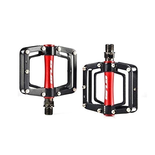 Mountain Bike Pedal : YOBAIH Mountain Bike Pedals Colorful Cycling Pedal Professional MTB Road Bike Aluminum Alloy Bicycle Flat Platform Sealed Bearing Riding Pedals (Color : Black Red)