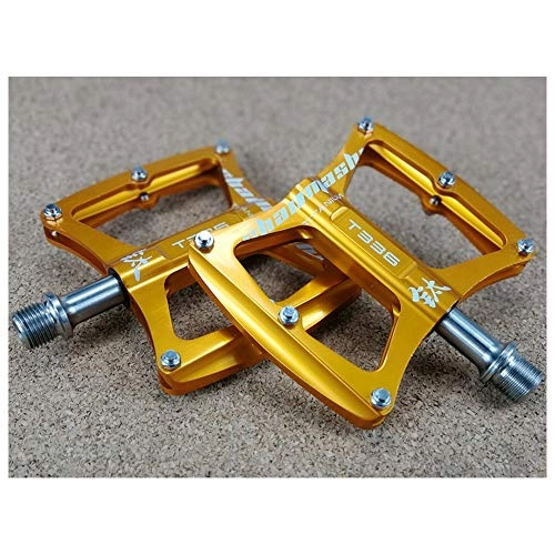 Mountain Bike Pedal : YSHUAI 4 Sealed Bearing Platform Mountain Bike Pedals, Ultralight Aluminum Alloy Bicycle Pedals, Great Grip Road Bike Bicycle Pedals, 9 / 16 Inches Mountain Bikes Pedals, Bicycle Pedals, Gold