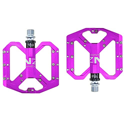Mountain Bike Pedal : YSHUAI Bicycle Pedals Ultralight Road Bike Bicycle Pedals Aluminum Alloy Mountain Bikes Pedals 3 Sealed Bearing Platform Non-Slip Trekking Pedals, Purple
