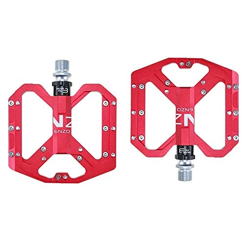 Mountain Bike Pedal : YSHUAI Bicycle Pedals Ultralight Road Bike Bicycle Pedals Aluminum Alloy Mountain Bikes Pedals 3 Sealed Bearing Platform Non-Slip Trekking Pedals, Red