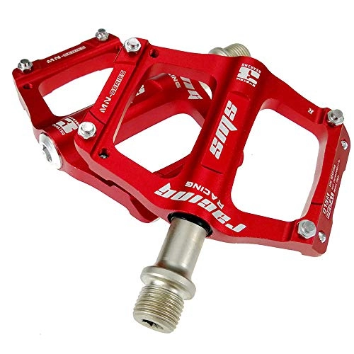 Mountain Bike Pedal : YSHUAI Lightweight Road Bike Pedals, Aluminum Alloy Mountain Bicycle Pedals, Mountain Biking Pedals for Bike, 9 / 16 Inch Bicycle Platform, Cycling Flat Pedal Skid Bike Pedals, Red
