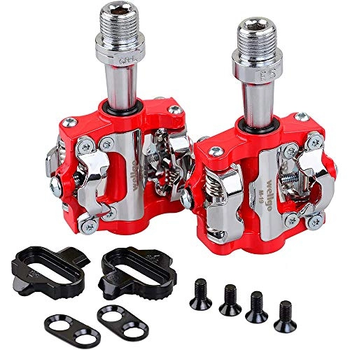 Mountain Bike Pedal : YSHUAI MTB Clipless Pedals, Bike Bicycle Pedals, Dual Sided SPD, Durable Mountain Bike Two Sealed Bearing Shock Absorption Cycling Pedal, Easy To Adjust Pedals, Well Made Pedals, Red