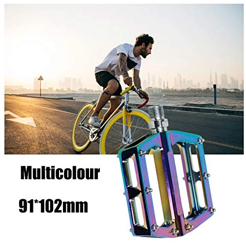 Mountain Bike Pedal : YSHUAI Rainbow Color Racing Bike Bicycle Pedals, Anti-Slip Aluminum Alloy Mountain Bike Platform Pedals, Flat Bike Pedals, MTB Bicycle Pedals Bicycle Accessories
