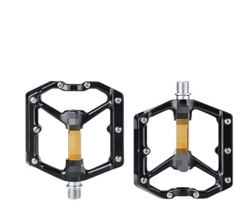Mountain Bike Pedal : YUAILI store Fit For Bicycle Aluminum Pedal Mountain Urban BMX Road Parts Sealed Bearing Flat Platform All-round Pedals Bike Accessories (Color : Black golden)