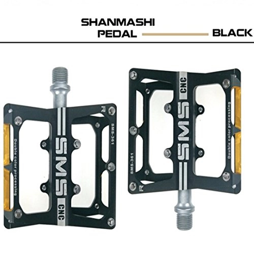 Mountain Bike Pedal : YUMUYMEY 3 Bearing Mountain Bike Pedals CNC Anode Aluminum Alloy Ankle Boutique Bicycle Pedal (Color : Black)