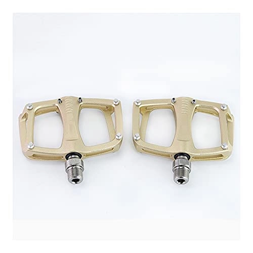 Mountain Bike Pedal : YUN Mountain Bike Pedals MTB Bicycle Flat Pedals, Mountain Bike Pedal With Removable Anti-Skid Nails Lightweight Road Cycling Bicycle Pedals (Color : Beige)