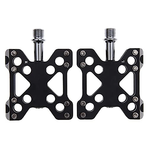 Mountain Bike Pedal : YUN Mountain Bike Pedals MTB Bicycle Flat Pedals, Mountain Bike Pedal With Removable Anti-Skid Nails Lightweight Road Cycling Bicycle Pedals (Color : Black)