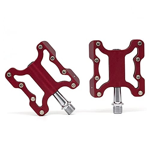Mountain Bike Pedal : YUN Mountain Bike Pedals MTB Bicycle Flat Pedals, Mountain Bike Pedal With Removable Anti-Skid Nails Lightweight Road Cycling Bicycle Pedals (Color : Red)