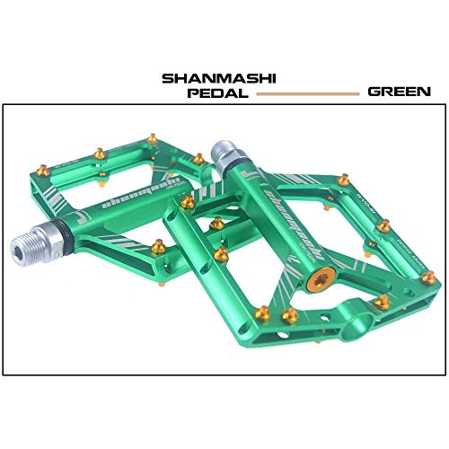 Mountain Bike Pedal : Yuqianqian Mountain Bike Pedals 1 Pair Aluminum Alloy Antiskid Durable Bike Pedals Surface For Road BMX MTB Bike 6 Colors (SMS-S1) (Color : Green)
