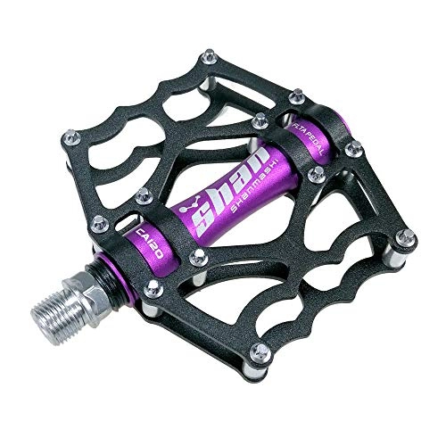 Mountain Bike Pedal : YuYzHanG Bicycle Pedal Mountain Bike Pedal 1 Pair Of Aluminum Alloy Non-slip Durable Pedal Surface For Road 8 Colors Non-slip Flat Pedal (Color : Purple)