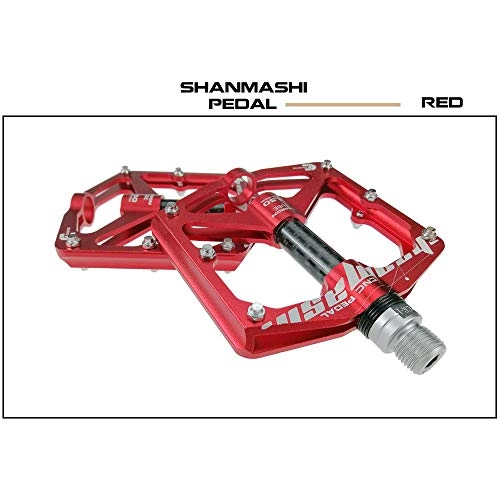 Mountain Bike Pedal : YuYzHanG Bicycle Pedal Mountain Bike Pedal 1 Pair Of Aluminum Alloy Non-slip Durable Pedal Surface Road 4 Colors Non-slip Flat Pedal (Color : Red)