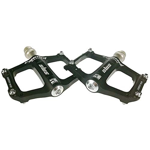 Mountain Bike Pedal : YuYzHanG Bicycle Pedal Mountain Bike Pedal 1 Pair Of Aluminum Alloy Non-slip Durable Pedal Surface Road 5 Colors Non-slip Flat Pedal (Color : Black)