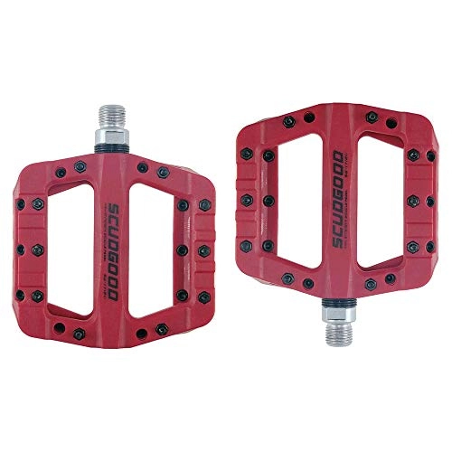 Mountain Bike Pedal : YuYzHanG Bicycle Pedal Mountain Bike Pedal 1 Pair Of Nylon Non-slip Durable Pedal Surface For Road 5 Colors Non-slip Flat Pedal (Color : Red)