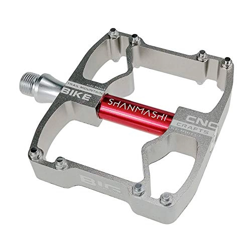 Mountain Bike Pedal : YuYzHanG Bicycle Pedal Mountain Bike Pedals 1 Pair Aluminum Alloy Antiskid Durable Bike Pedals Surface For Road BMX MTB Bike Non-slip Flat Pedal (Color : Titanium red)