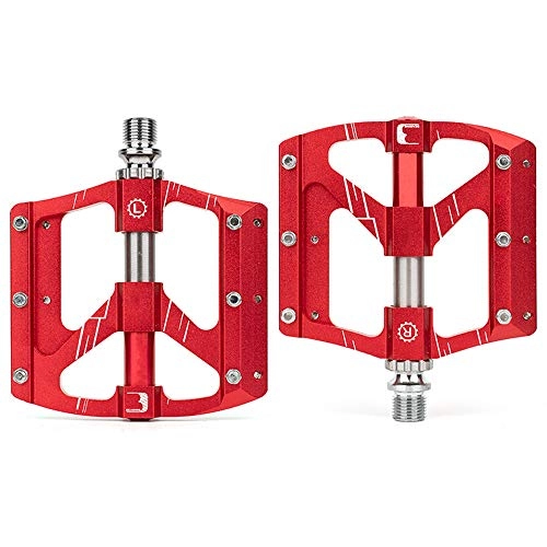 Mountain Bike Pedal : Yuzhijie Bicycle pedal aluminum alloy bearing pedal mountain bike riding accessories bicycle board, Red