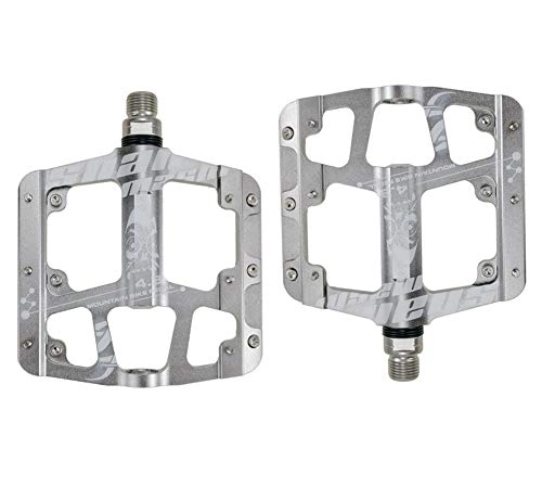 Mountain Bike Pedal : Yuzhijie Mountain bike bearing pedal pedal bicycle wide and comfortable pedal, Silver