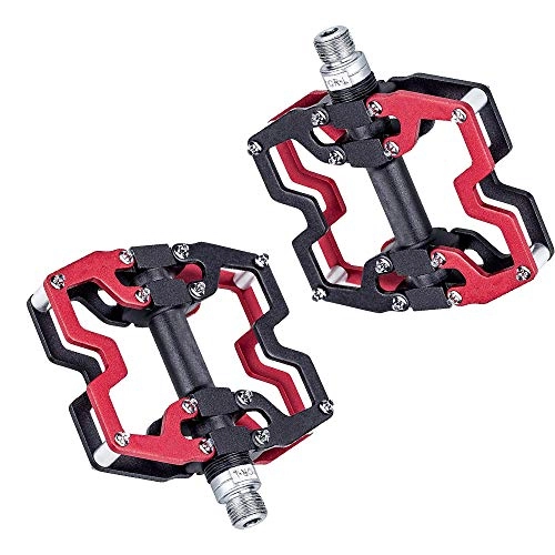 Mountain Bike Pedal : Yuzlder Mountain Bike Pedals, Ultra Strong Colorful CNC Machined Alloy Body 9 / 16" Cycling Sealed 3 Bearing Pedals(Red)