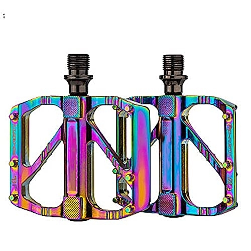 Mountain Bike Pedal : YYMM Mountain Bike Pedals, Non-Slip Aluminum Alloy Road Flat Bicycle Pedals, Adult 9 / 16" Sealed Bearing Colorful Metal Cycling Pedal for BMX / MTB