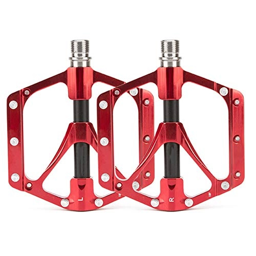 Mountain Bike Pedal : YyZCL Mountain Bike Pedal Mountain Bike Titanium Alloy Bearing Pedals Lightweight Treading Palin Riding Ankle for Cycling Road Bike MTB (Color : Red)