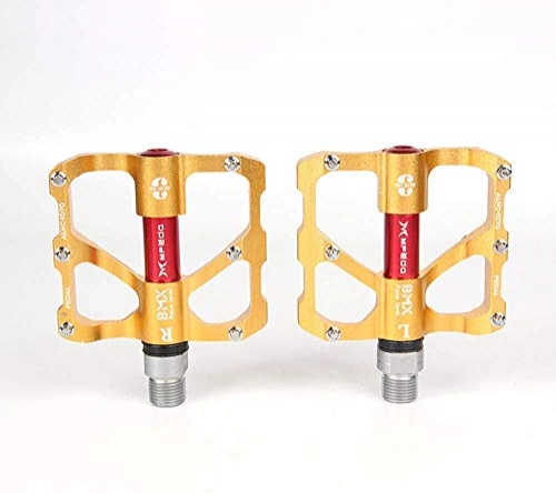 Mountain Bike Pedal : YZ Bike Pedal, Mountain Bike Aluminum Alloy Bearing Pedal, Road Bike Super Light Palin Pedal Bicycle Pedal Suitable for Mountain Bike Road Vehicles Folding Etc, Gold