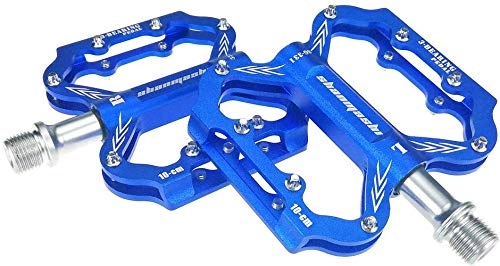 Mountain Bike Pedal : YZ Bike Pedal, Pedal, Bicycle Three-Bearing Aluminum Alloy Pedals Mountain Bike Palin Ankle Flat Comfortable Foot Suitable for Mountain Bike Road Vehicles Folding Etc, Blue