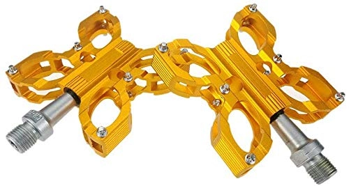 Mountain Bike Pedal : YZ Pedal, Bicycle Pedals, Aluminum Alloy Palin Ultra-Light Non-Slip Bearing Pedal Mountain Bike Pedal Riding Spare Parts, Gold
