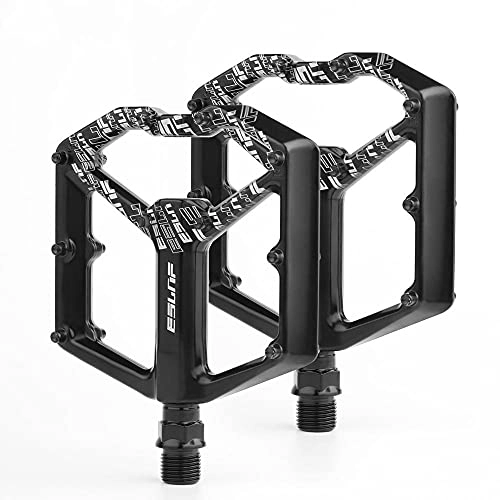 Mountain Bike Pedal : YZGSBBX 1 pair of aluminum alloy sealed bearing mountain bike flat pedal riding parts Pedals (Color : Black)