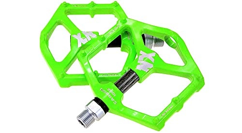 Mountain Bike Pedal : YZGSBBX 1 pair of mountain road bike fiber pedal cleats flat nail aluminum alloy seal Pedals (Color : 1082 green)