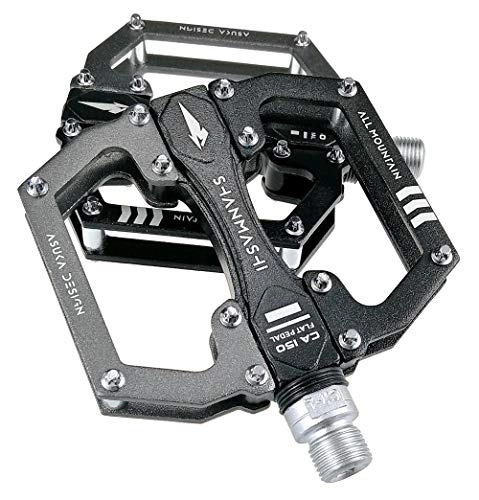 Mountain Bike Pedal : YZGSBBX Bicycle pedal non slip CNC aluminum alloy bearing road and mountain bike riding pedal Pedals (Color : CA150 Black silver)