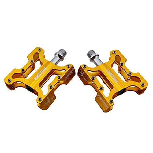 Mountain Bike Pedal : YZRCRKBicycle Pedal Bearing Universal Road Bike Pedal Aluminum Alloy Mountain Bike Anti-skid Pedal Bicycle Accessories Red Blue Yellow Black Silver (Color Red) (Color : Yellow)