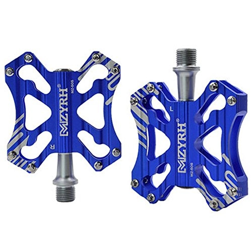 Mountain Bike Pedal : YZRCRKBicycle Pedals Mountain Bike Pedals Bearing Nails Aluminum Alloy Pedals Road Bike Non-slip Pedals Riding Accessories Universal Pedal Black Red Blue Yellow Silver (Color Red) (Color : BLUE)