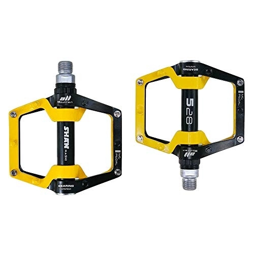 Mountain Bike Pedal : YZT QUEEN Bicycle Pedal, 9 / 16 Inch Bearing Mountain Bike Road Bike Pedal Magnesium Alloy City Anti-Skid Pedals, black yellow
