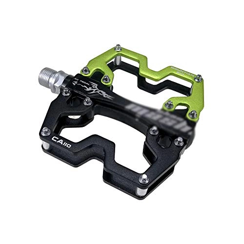 Mountain Bike Pedal : YZT QUEEN Bicycle Pedal, Aluminum Alloy Mountain Bike Non-Slip Pedals 9 / 16 Inch Sealed Bearing Flat Pedals, Suitable for Road / Mountain / MTB / BMX Bicycles, black green
