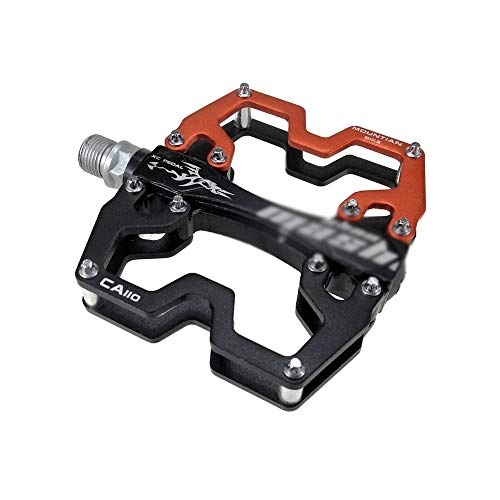 Mountain Bike Pedal : YZT QUEEN Bicycle Pedal, Aluminum Alloy Mountain Bike Non-Slip Pedals 9 / 16 Inch Sealed Bearing Flat Pedals, Suitable for Road / Mountain / MTB / BMX Bicycles, black orange