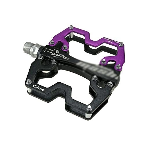 Mountain Bike Pedal : YZT QUEEN Bicycle Pedal, Aluminum Alloy Mountain Bike Non-Slip Pedals 9 / 16 Inch Sealed Bearing Flat Pedals, Suitable for Road / Mountain / MTB / BMX Bicycles, black purple