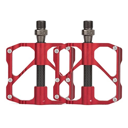 Mountain Bike Pedal : ZDDN Bike Pedals 9 / 16 Mountain Bike Aluminum Alloy Carbon Fiber Bearing 3 Palin Ankle Riding Equipment Unisex Pedal (color : RED, Size : B(98 * 70 * 94mm))