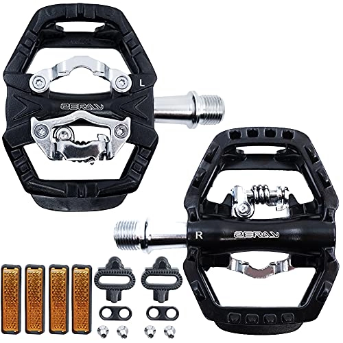 Mountain Bike Pedal : ZERAY Mountain Bike Pedals with Cleats MTB Clip Pedals Spin Bicycle Pedals Peloton Pedals Flat Dual Platform Compatible with Spd Cleats