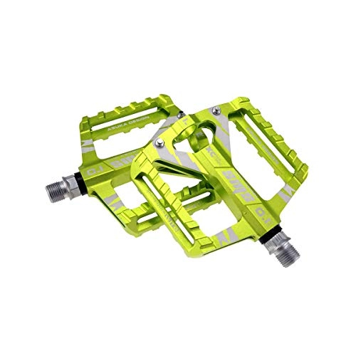 Mountain Bike Pedal : Zeroall 9 / 16" Bike Pedals Ultralight Mountain Bike Pedals Aluminum Alloy Non-Slip Bicycle Pedals with Full Sealed Bearings & 4pcs Anti-Slip Pins, Cycling Wide Platform Pedals(Green)