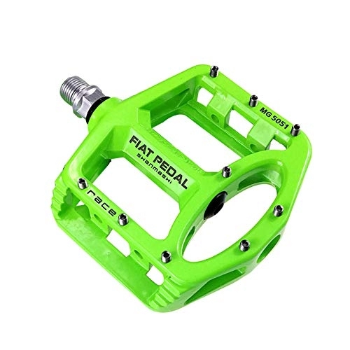Mountain Bike Pedal : Zeroall 9 / 16" Bike Pedals Ultralight MTB Pedals Magnesium Alloy Non-Slip Bicycle Pedals with Full Sealed Bearings & 9pcs Anti-Slip Pins, Cycling Wide Platform Pedals(Green)