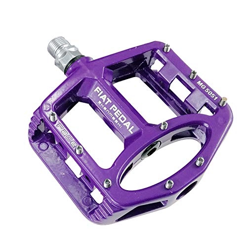 Mountain Bike Pedal : Zeroall 9 / 16" Bike Pedals Ultralight MTB Pedals Magnesium Alloy Non-Slip Bicycle Pedals with Full Sealed Bearings & 9pcs Anti-Slip Pins, Cycling Wide Platform Pedals(Purple)