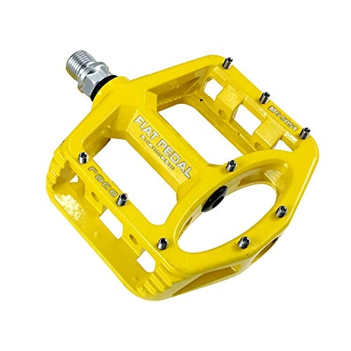 Mountain Bike Pedal : Zeroall 9 / 16" Bike Pedals Ultralight MTB Pedals Magnesium Alloy Non-Slip Bicycle Pedals with Full Sealed Bearings & 9pcs Anti-Slip Pins, Cycling Wide Platform Pedals(Yellow)